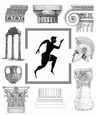 Eski Yunan set illüstrasyon