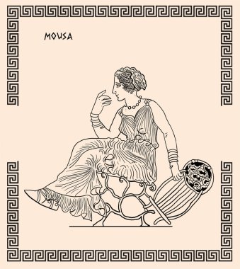 Old greek goddess mousa clipart