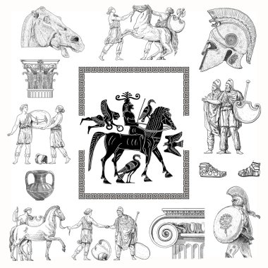 Eski Yunan set illüstrasyon