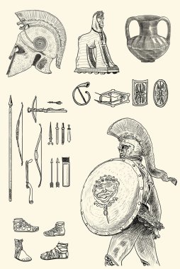 Eski Yunan set illüstrasyon