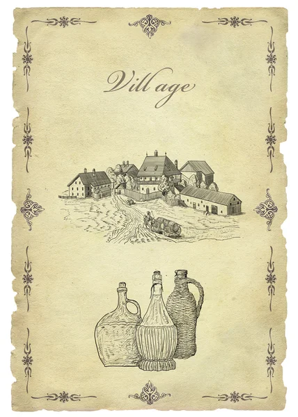 Old village illustration — Stock Photo, Image