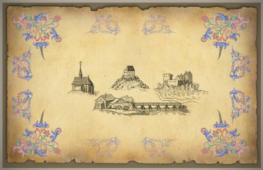 eski köy illüstrasyon