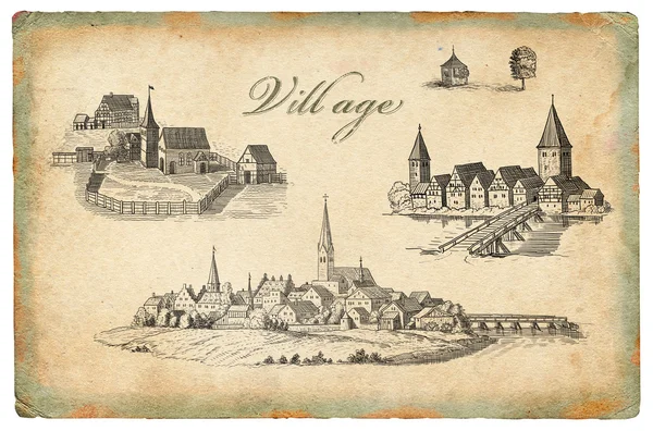 Old village illustration — Stock Photo, Image