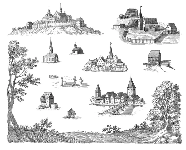 Illustrazione città vecchia — Foto Stock