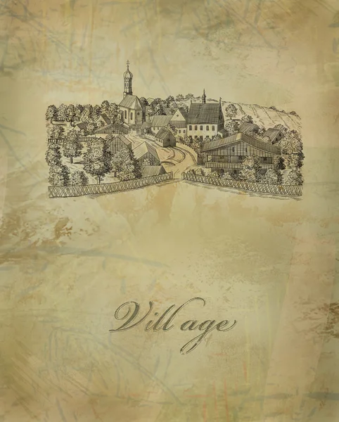Ilustración del antiguo pueblo — Foto de Stock