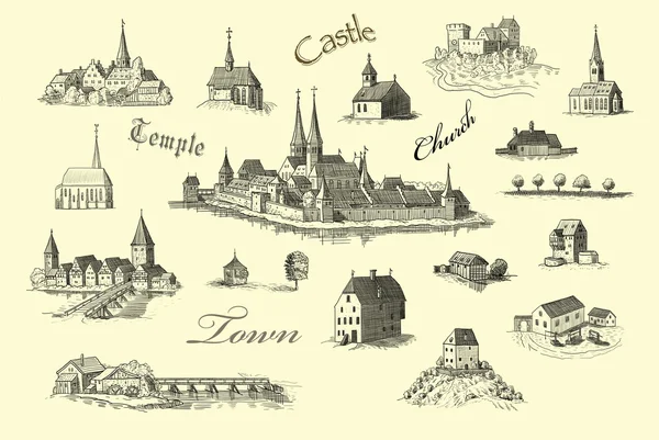 Illustrazione città vecchia — Foto Stock