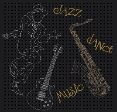 müzik Tema çizimleri-retro afiş