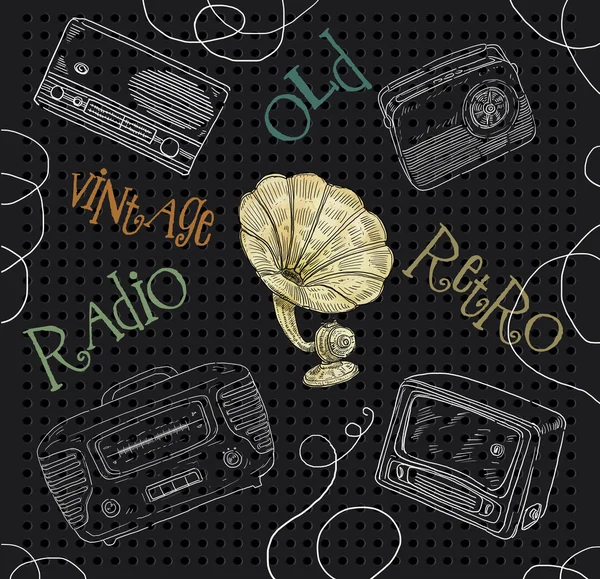 Ilustração antiga do rádio — Fotografia de Stock