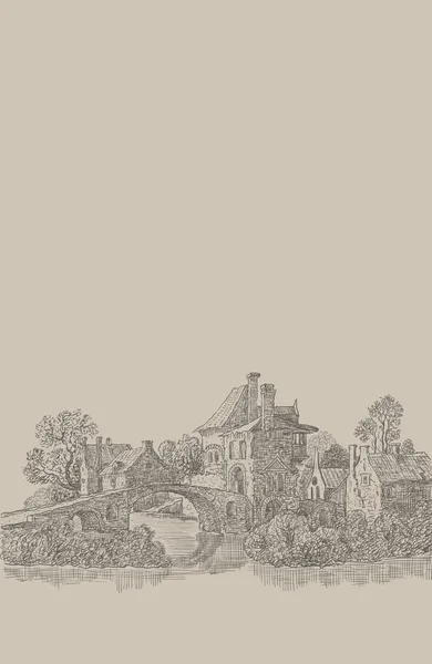 Oude stad illustratie — Stockfoto