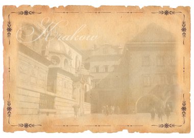 krakow manzaralı eski kartpostal