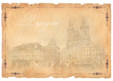 Prag manzaralı eski kartpostal