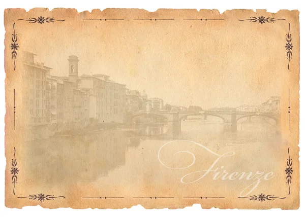 Vecchia cartolina con vista su Firenze — Foto Stock