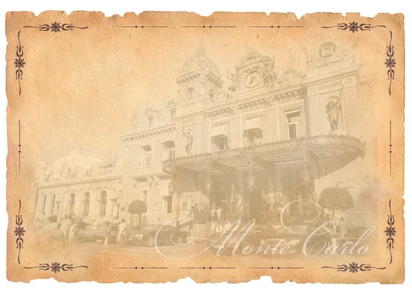 Vecchia cartolina con vista Monte Carlo — Foto Stock