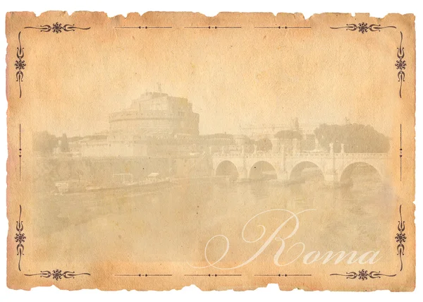 Vieille carte postale avec vue sur Rome — Photo