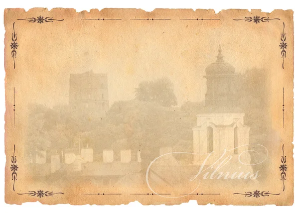 Stara pocztówka z widokiem na Wilno — Zdjęcie stockowe