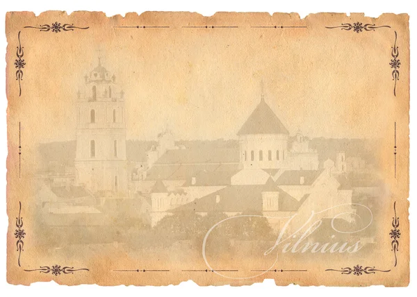 Cartão postal antigo com vista para Vilnius — Fotografia de Stock