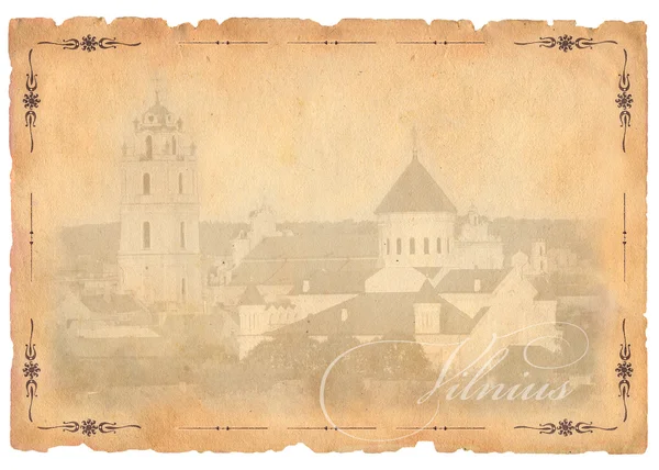 Old postcard with Vilnius view — Stock Photo, Image