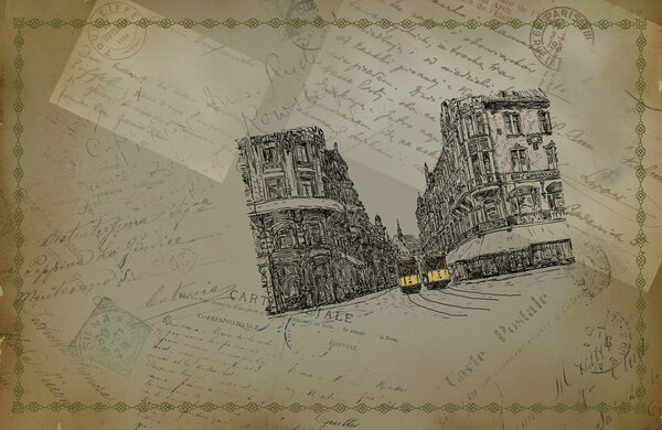 Old postcards illustration