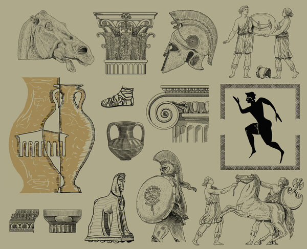 Old greek set illustration