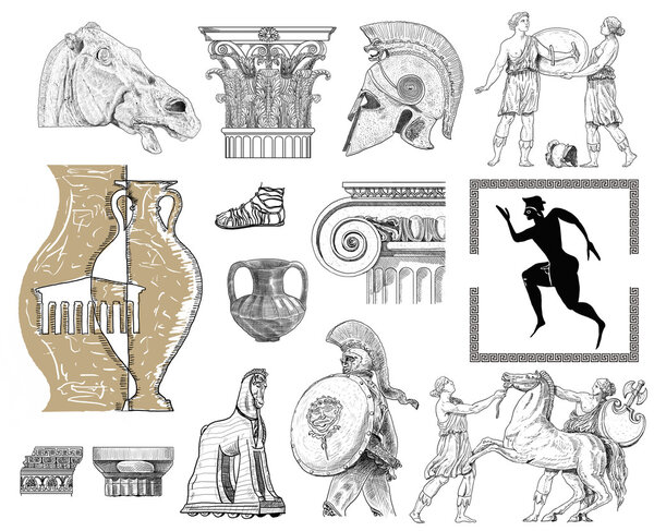 Old greek set illustration