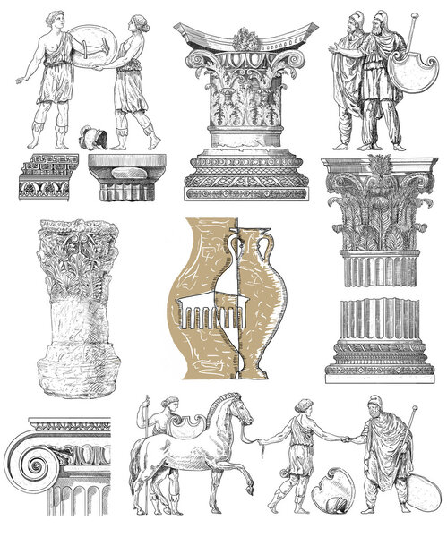 Old greek set illustration