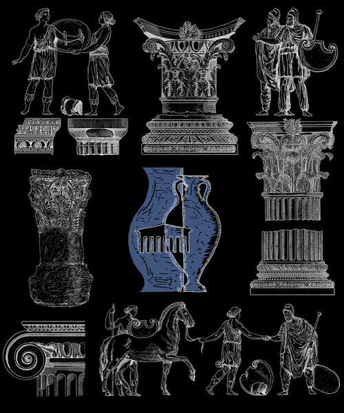 Old greek set illustration