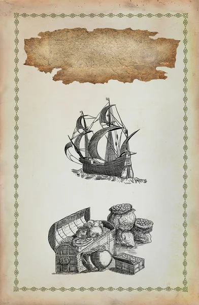 海盗地图图标 — 图库照片
