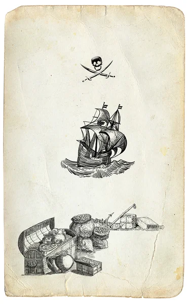 Piratenkaart pictogrammen — Stockfoto