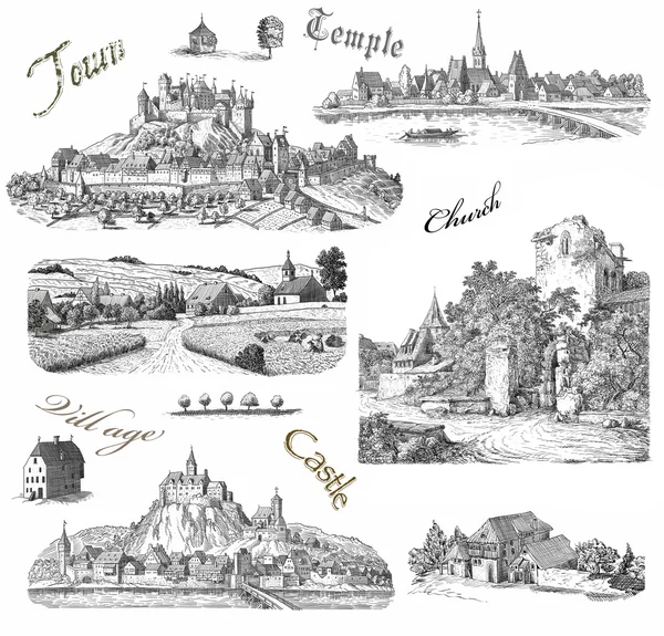 Stare Miasto ilustracja — Zdjęcie stockowe