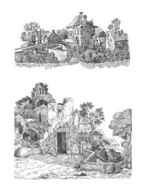 köy illüstrasyon ayarla