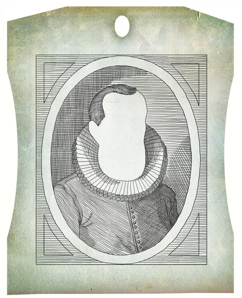 Gamla knight grafiska porträtt. ansikte klonade ut. Du kan använda ram eller lägga till ditt eget ansikte. — Stockfoto