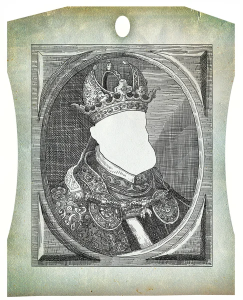 Stary król portrety graficzne. twarz sklonowanej obecnie. można użyć ramki lub dodać własną twarz. — Zdjęcie stockowe