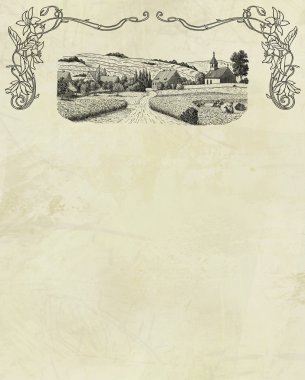 eski köy illüstrasyon