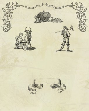 eski köy illüstrasyon