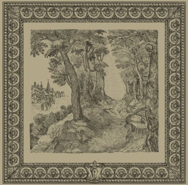 eski köy illüstrasyon