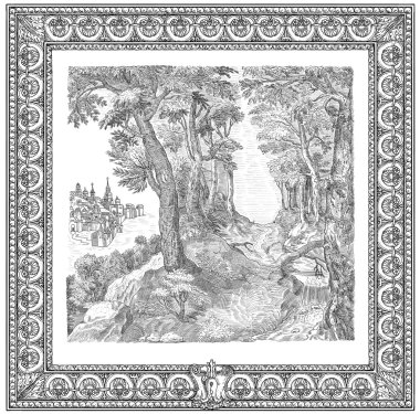 eski köy illüstrasyon