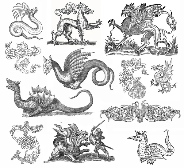 Ilustração de serpente e dragão — Fotografia de Stock
