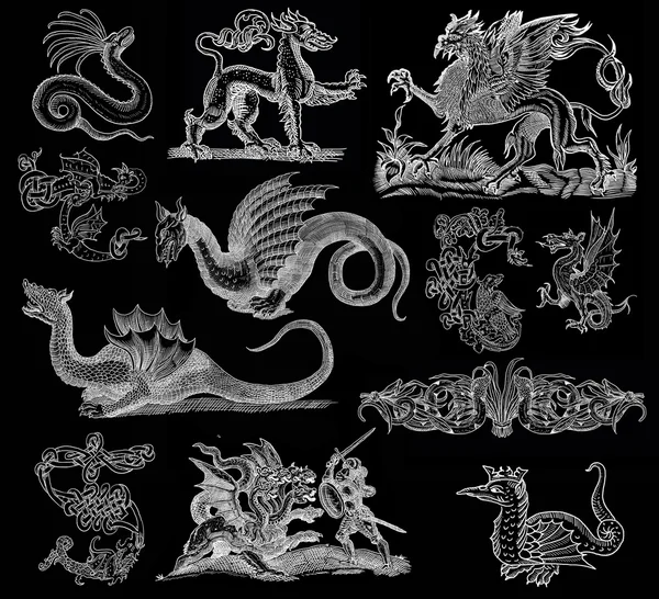 Ilustração de serpente e dragão — Fotografia de Stock
