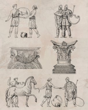 Eski Yunan set illüstrasyon