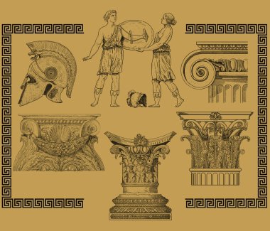Eski Yunan set illüstrasyon