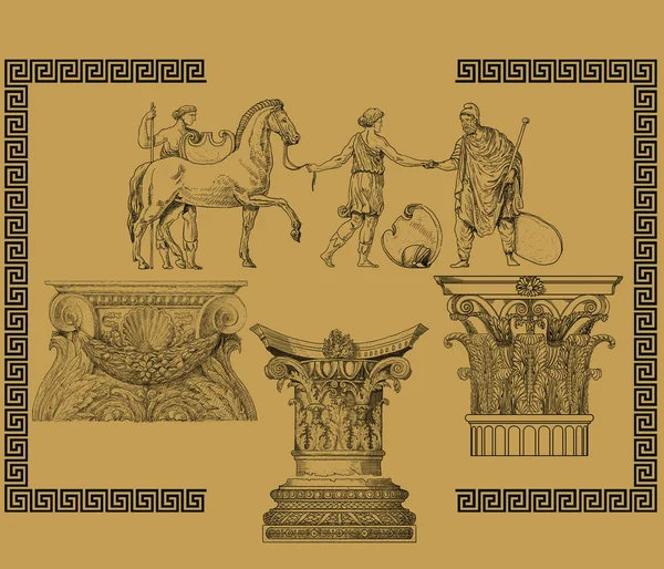 Ilustración del antiguo conjunto griego —  Fotos de Stock