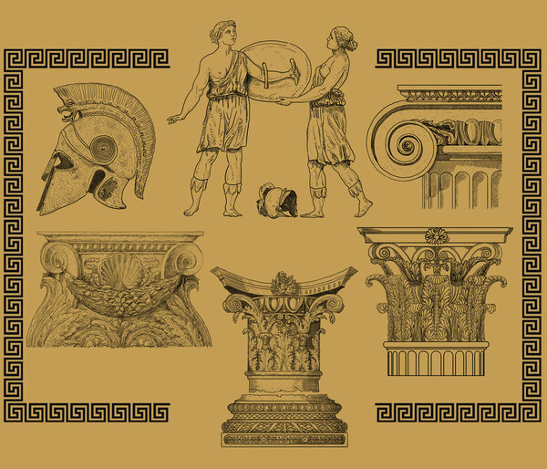 Old greek set illustration