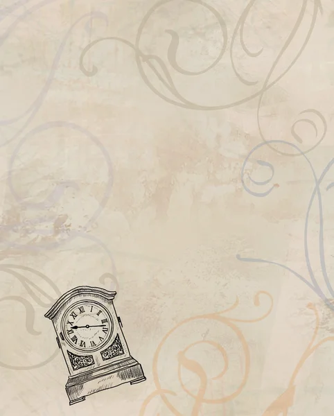 Старая бумага с иллюстрацией часов — стоковое фото