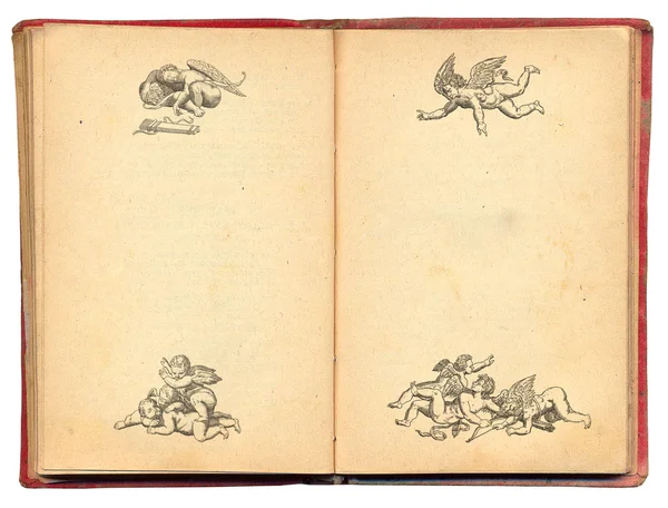 Ancien livre avec illustration des anges — Photo