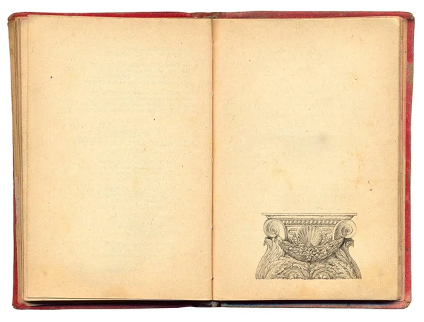 Libro viejo con ilustración de columna griega — Foto de Stock