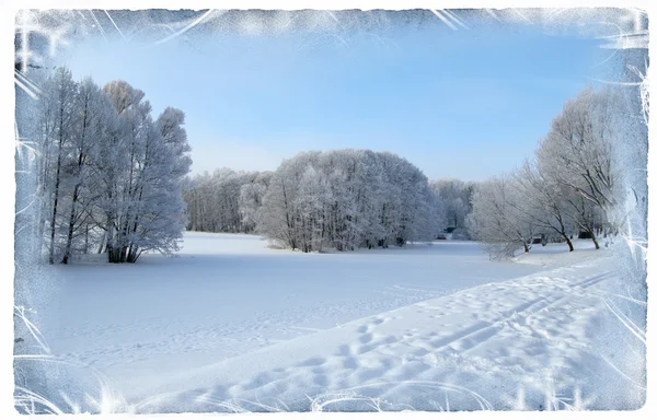 Paisagem inverno cartão postal — Fotografia de Stock