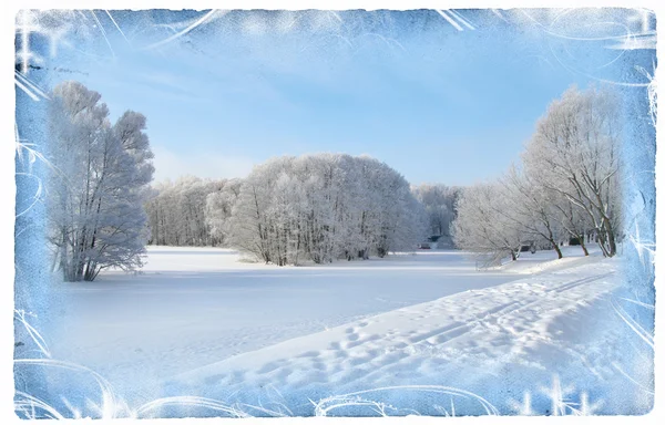 Paisagem inverno cartão postal — Fotografia de Stock