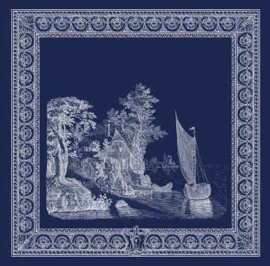 eski köy illüstrasyon