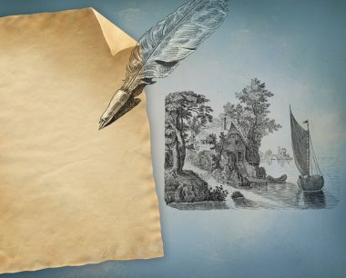 eski köy illüstrasyon