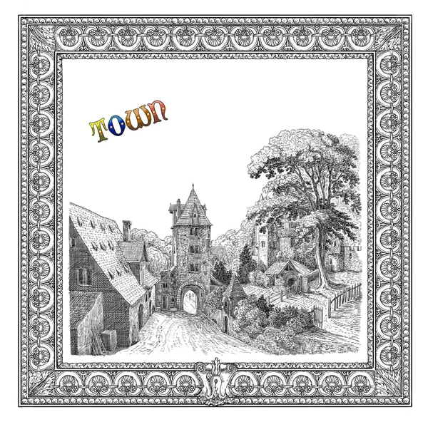 Old village illustration — Stock Photo, Image